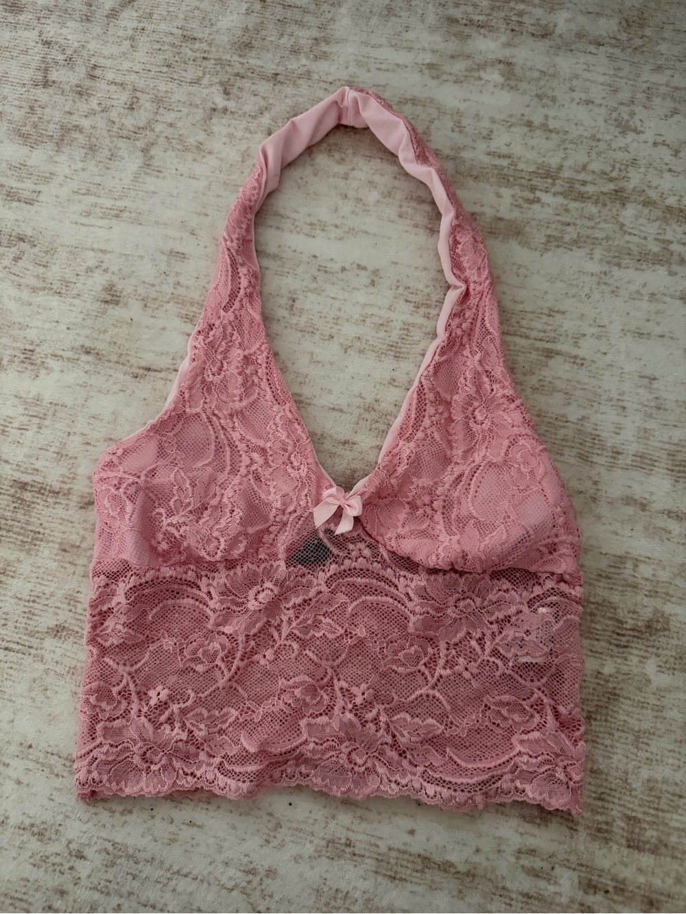 SHEIN Pink Lace Halter Top